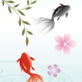 和彩美「ふるる」：iPhone4S/4用彩装飾シート　散桜に金魚：SP334