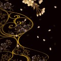 和彩美「ふるる」：iPhone4S/4用彩装飾シート　夜桜に流水：SP335